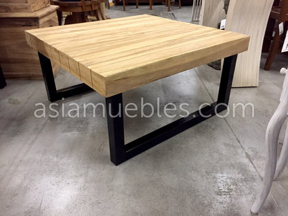 Mesa de centro teca y metal a medida - AM-14598