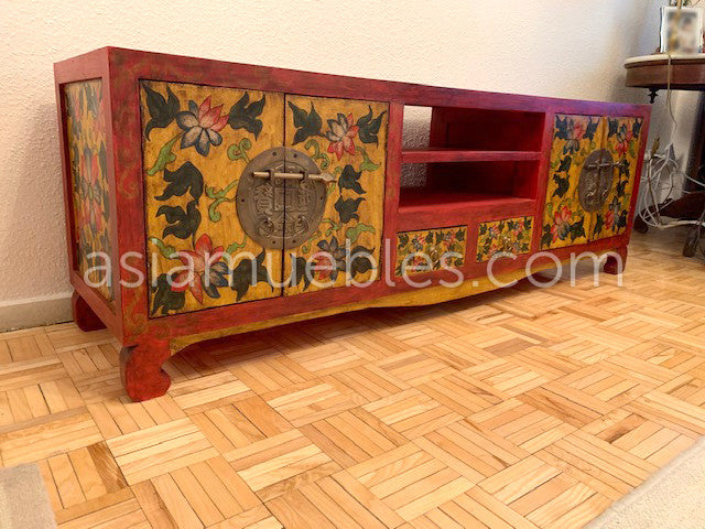 Mueble tv tibetano pintado a mano Antik - AM-14681