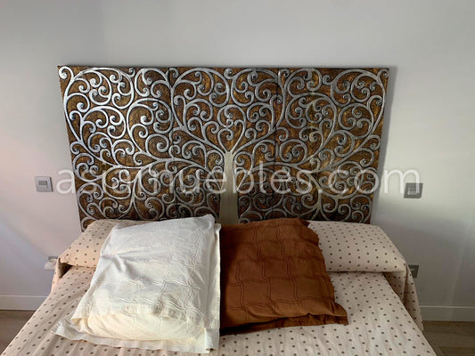 Cabecero de cama tallado artesanalmente en teca - AM-14745