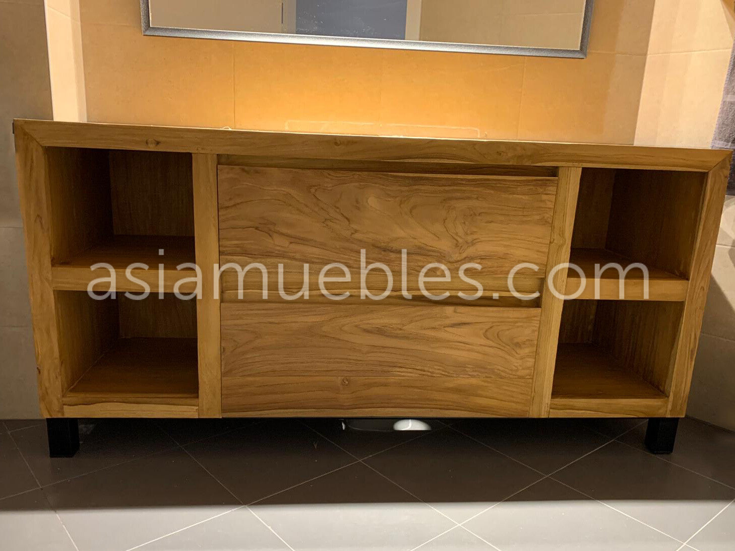 Mueble de Baño estilo colonial y asiático en madera de teca maciza - AM-14307