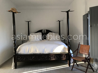 Cama estilo colonial-asiático a medida – AM-20094