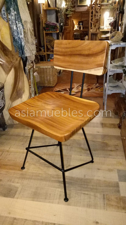 Silla en madera de Suar y metal AM-21573