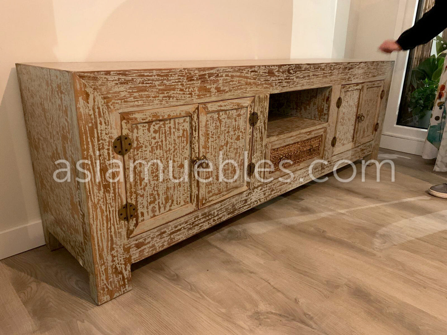 Mueble TV en madera de teca y banana AM-14662