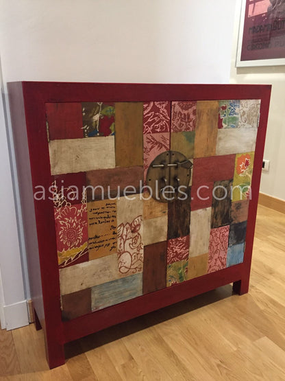 Aparador colonial asiático policromado y cierre chino AM-20840