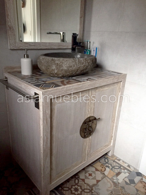 Mueble de baño en teca deacapado - AM-21289