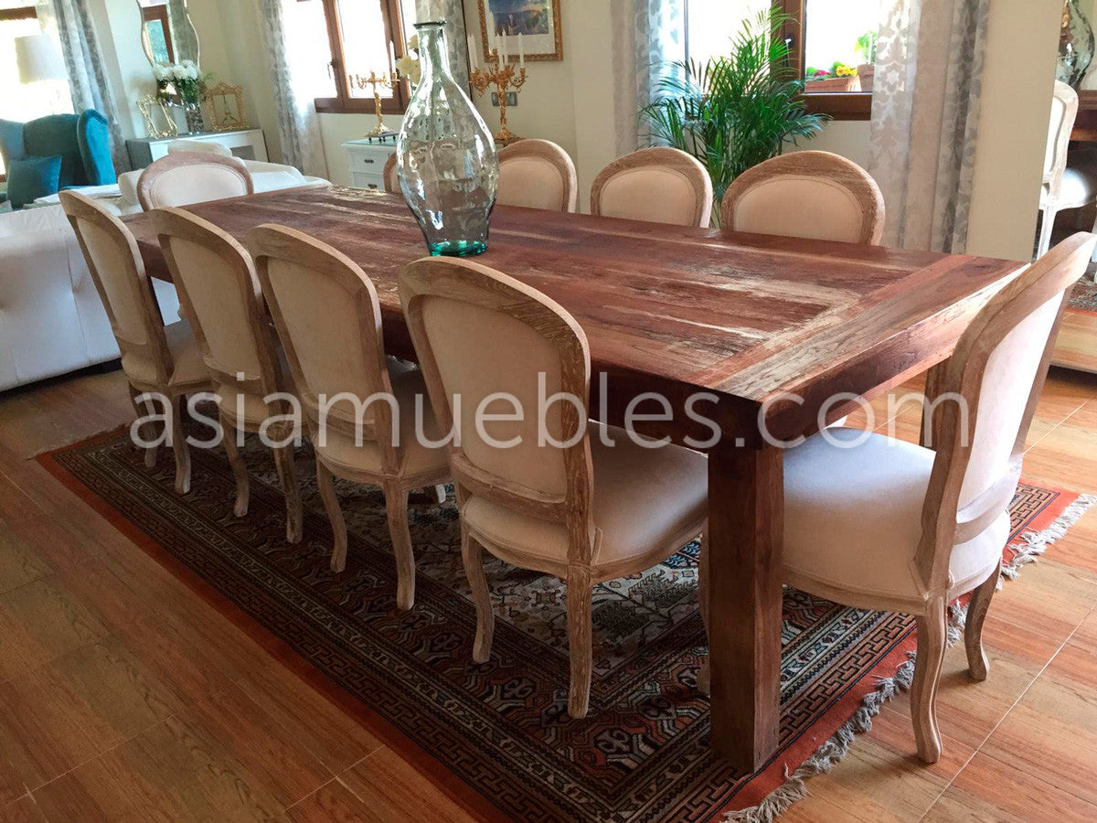 Mesa de comedor estilo colonial-asiático  en madera de Teca AM-13951